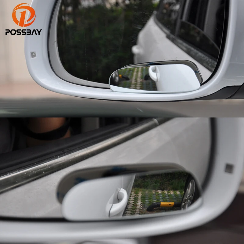 

POSSBAY Car Wide Angle Rear View Mirror 360 Degree Auto Rearview Auxiliary Parking HD Frameless Blind Spot Mirrors