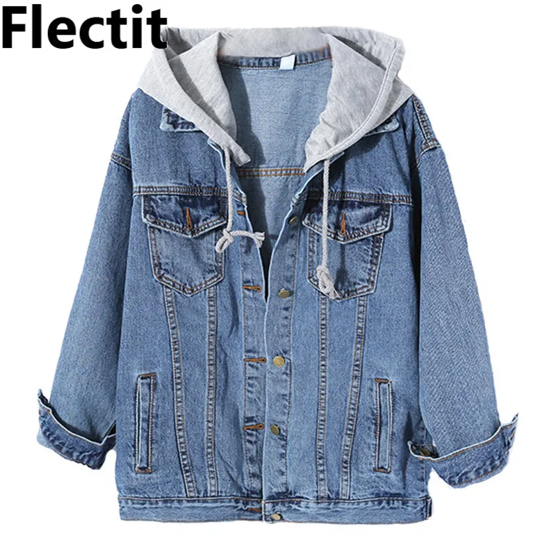 Flectit Women Denim Jacket With Hoodie 