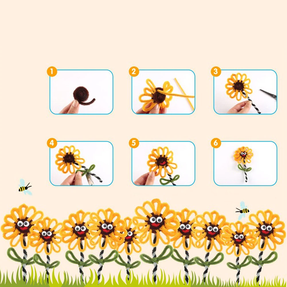 100 шт. разноцветные палочки из синели для детского творчества|puzzle toy|toys craftpuzzle