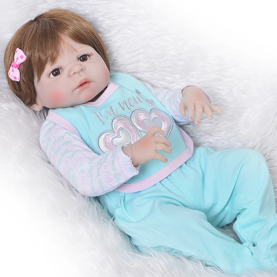 23 дюйма Boneca bebes reborn силиконовая виниловая кукла для новорожденных девочек