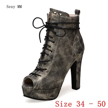 

Summer Women Ankle Platform High Heel Boots High Heels Shoes Woman Short Boots Plus Size 34 - 40 41 42 43 44 45 46 47 48 49 50
