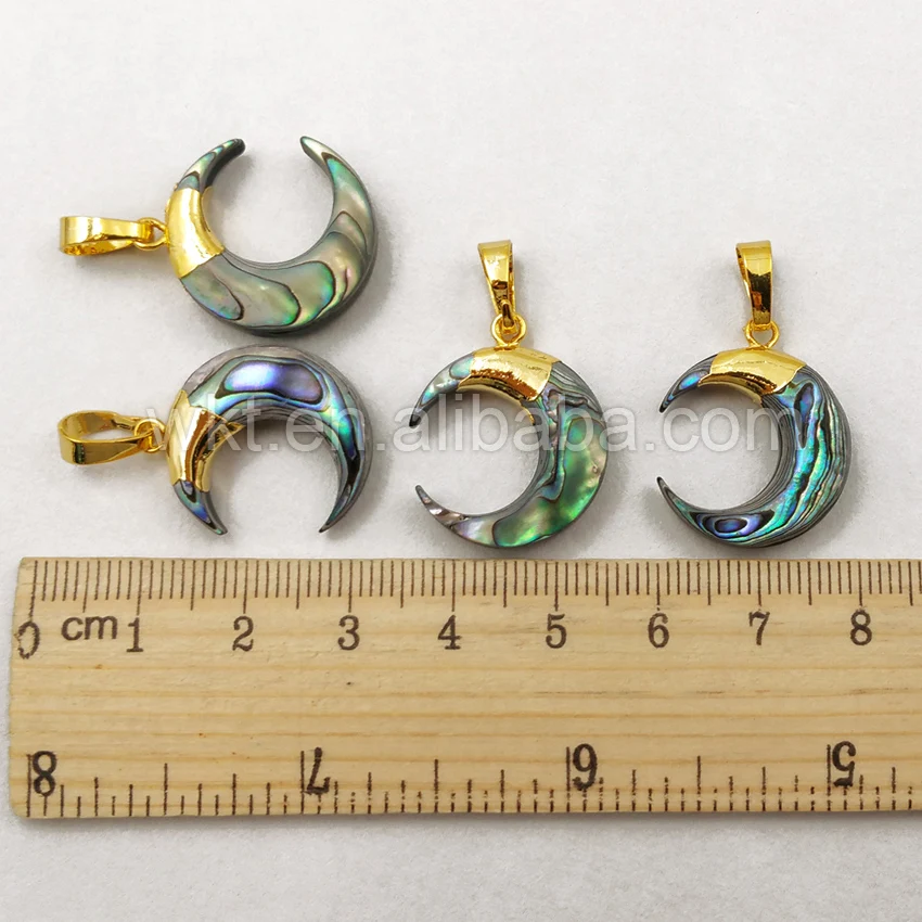 WT-P1131 Wholesale Natural Abalone Shell Horns Pendant Unique Small Crescent Shape For Women Jewelry 20MM For Jewelry Making 3