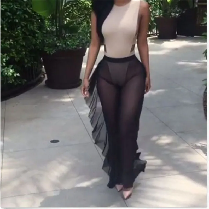 2017 сексуальные брюки для плавания с оборками женское пляжное платье сетчатая