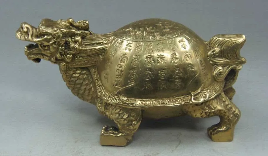 Китайские резные украшения медные латунные персонажи Статуя Дракона черепахи