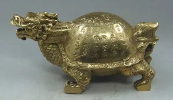 

Chinese hand-carved ornaments copper Brass character Dragon Turtle statue