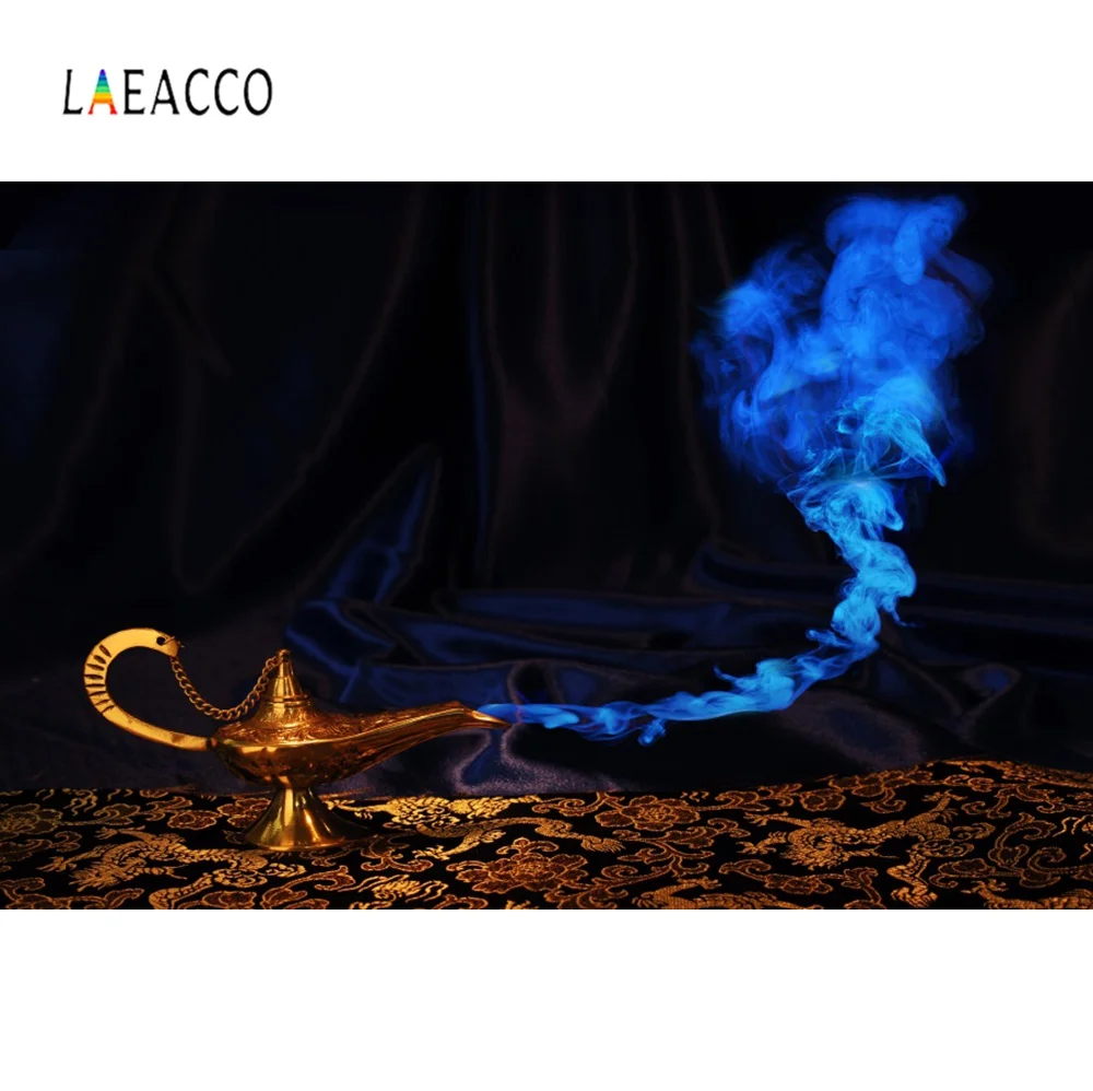 Laeacco Vinyl Backdrop Aladdin Magic Lamp On Desert Smoke Genie Wallpaper Pattern Photographic Background Photocall Photo Studio