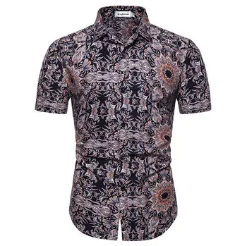 

Social Shirt for Men Hawaiian Summer Blouse Men Short sleeve Casual Mens dress Shirts Mens clothing Fashion New