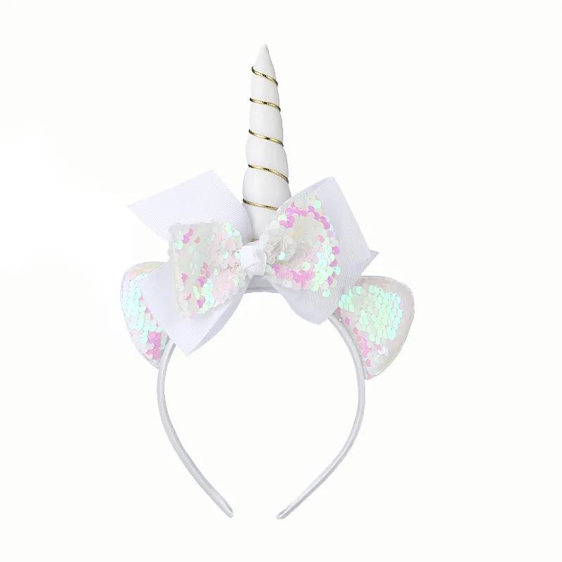 Unicorn headbands children's birthday celebration gift bow sparkling crystal headdress Halloween party cartoon hair accessories