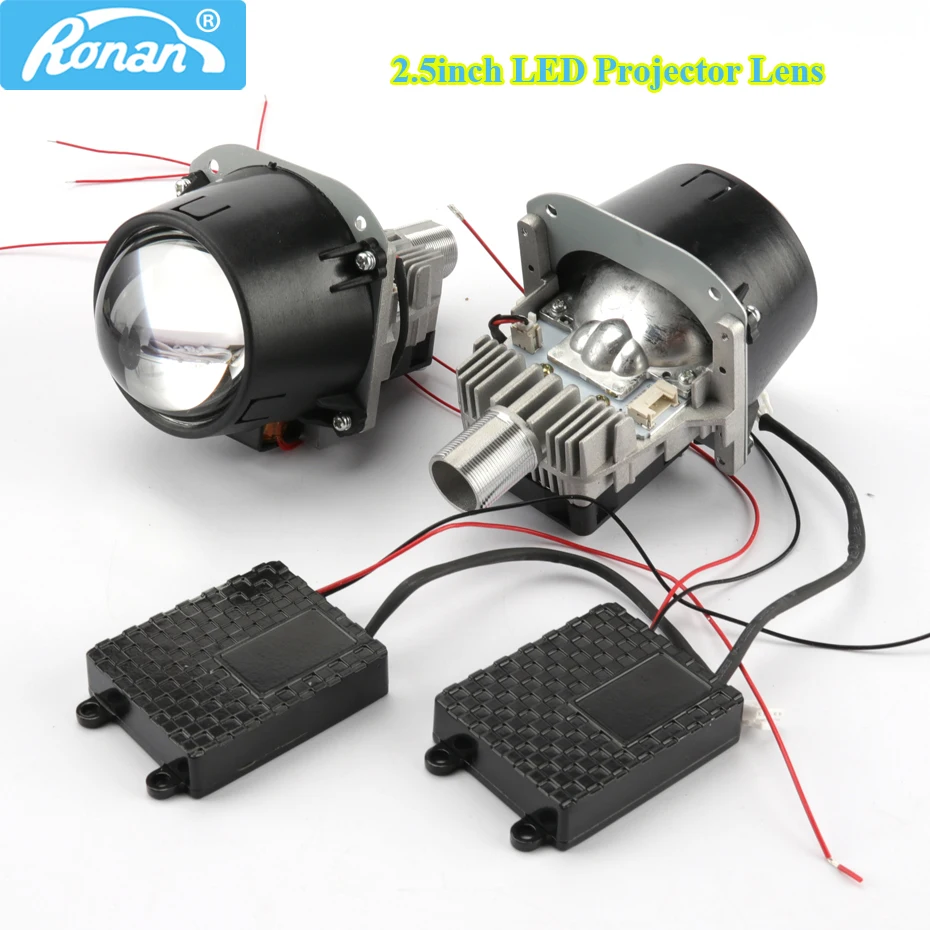 

RONAN 70W 2.5inch Bi-LED Car Projector Headlights Lens with LED beads white Retrofit Car Styling for H4 H7 car headlamp
