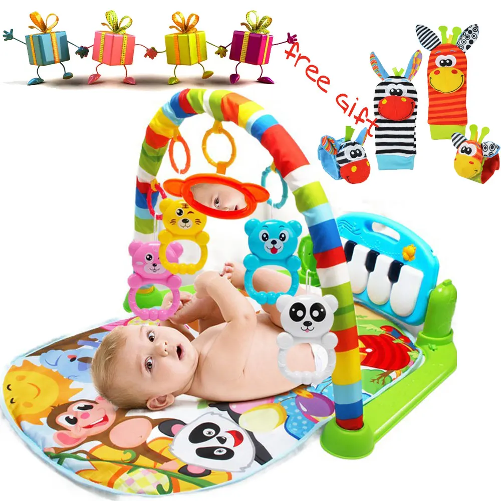 

3in1 Baby Play Mat Rug Toys Kid Crawling Music Play Game Developing Mat with Piano Keyboard Infant Carpet Education Rack Toy