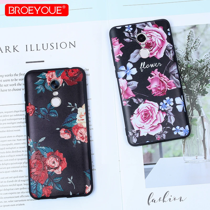 

BROEYOUE Soft TPU Case For Xiaomi Redmi Note 4X 5A 4X 4A 3D Relief Silicone Cases For Xiaomi Redmi 6 6 Pro Florals Phone Covers