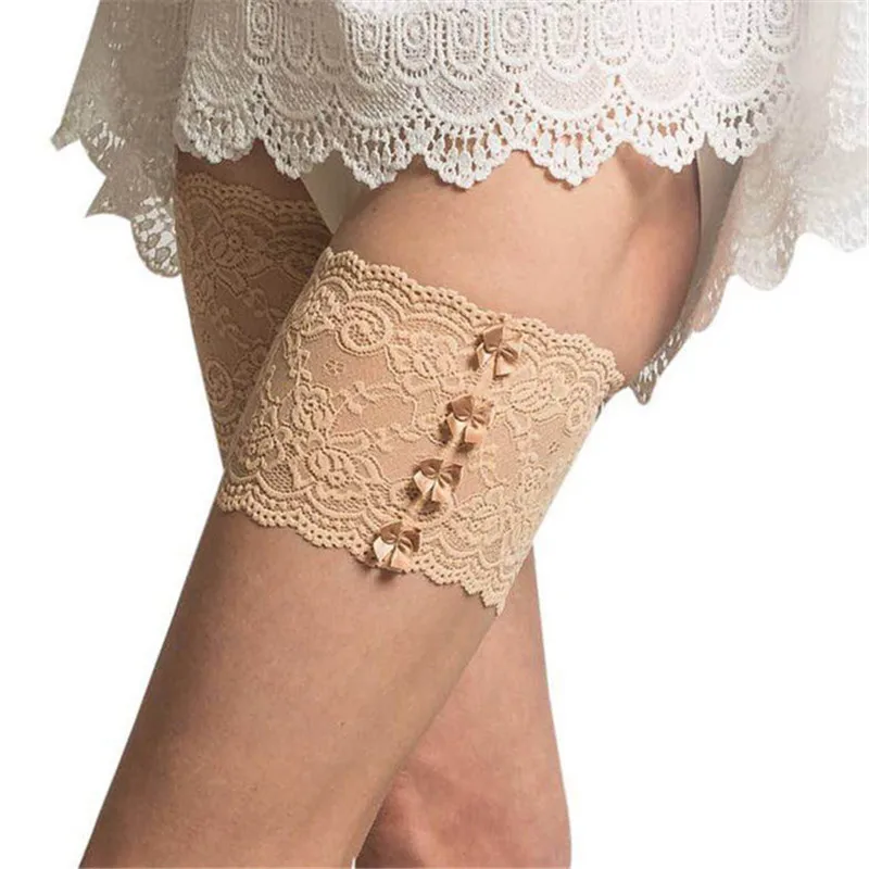 

Sexy Lace Women's Thigh bands Anti friction with two rows of None slip silicone Leg Warmers size S to 4XL DropShip