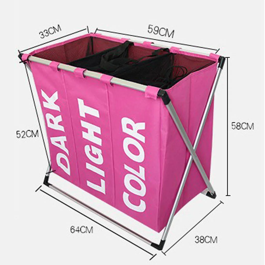 Canvas Laundry Hamper Basket Storage Bag Metal Frame Free Stand Thicken Fabric Made, Durable and Reusable	