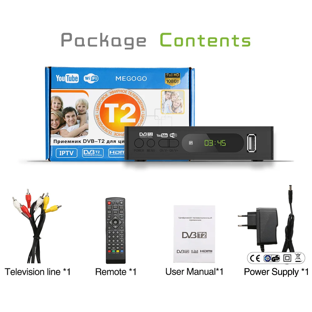 Full HD 1080P ТВ тюнер DVB T2 USB2.0 wifi tv Box HDMI приемник спутниковый декодер для монитора