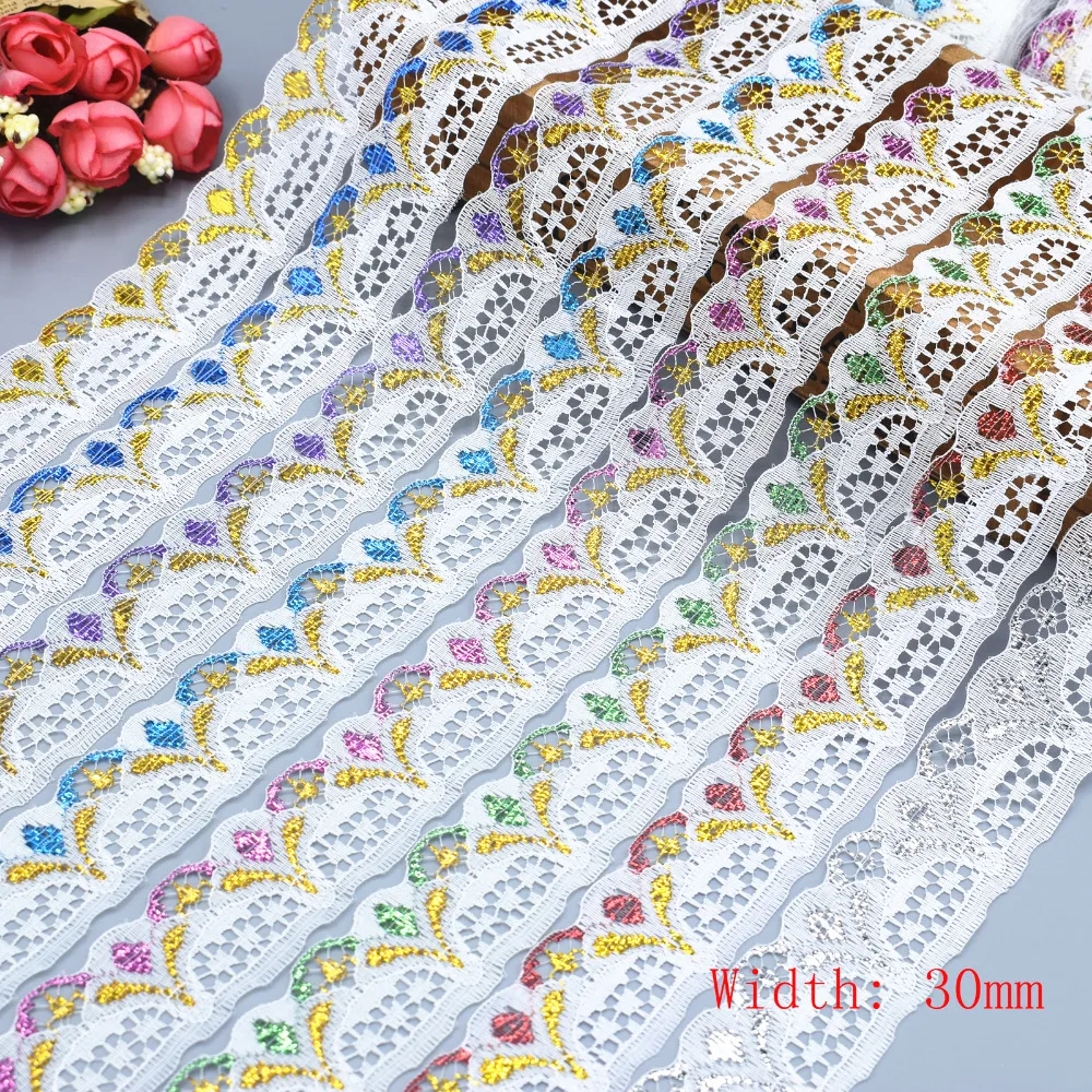 

10 Yards Lace Tape Gold and Silver Embroidery Lace Ornaments Fabric Lace Accessories Sewing Supplies Clothing