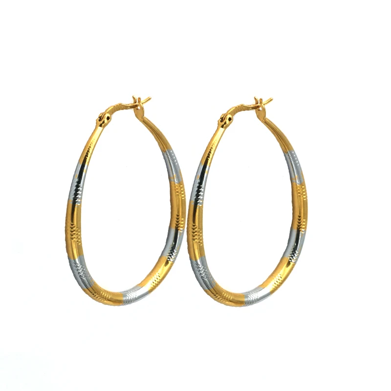 

Oval Earrings Mix Gold Color Fashion Jewelry Two Tone Hoop Earrings For Women Party Jewelry Gift