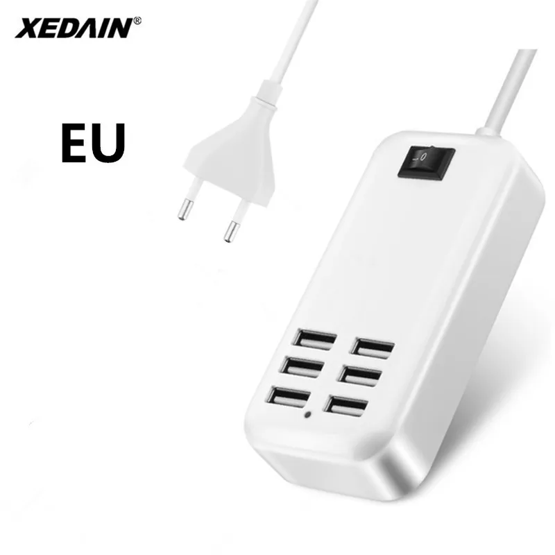 XEDAIN, 6 портов, USB зарядное устройство для телефона, 5 В/3 А, EU/US, адаптер, универсальный для мобильного телефона, для iPhone, iPad, samsung, несколько настенных зарядных устройств