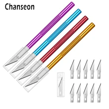 Chanseon металлический нож для скальпеля набор ручных инструментов нескользящий резак гравировальные ремесленные ножи+ 10 шт. лезвия для мобильного телефона PCB DIY ремонт