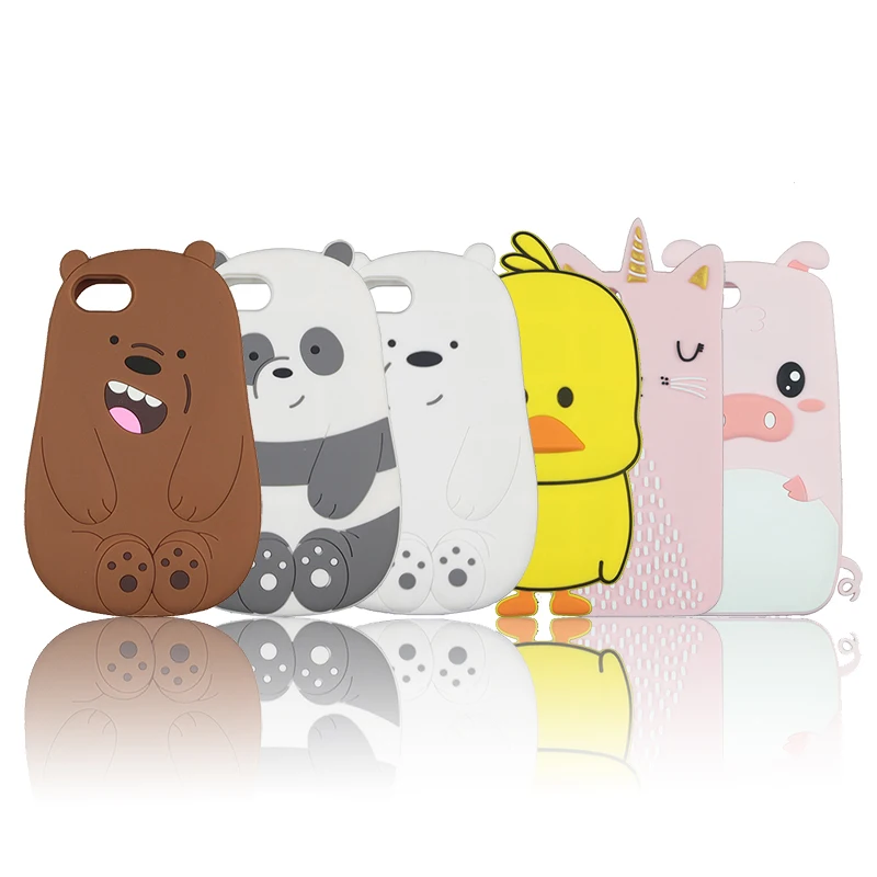 Lovely Silicon Case for iPhone 5 5s 6 6s Plus 7 8 X XR XS Max SE Case Panda Polar Bear Cat Duck Pig Drunk Cute Phone Back Cover
