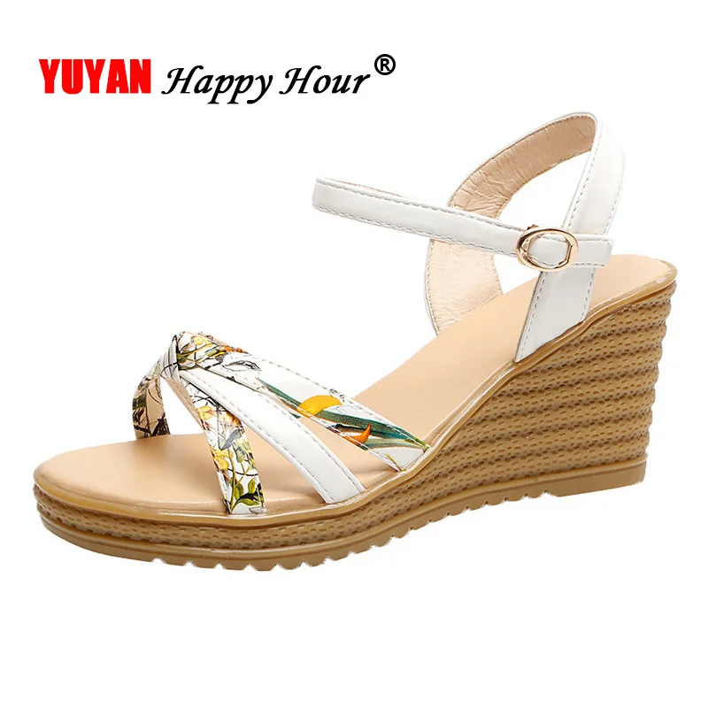 

2019 Summer Women Wedge Sandals Rome Open toed Elegant Ladies Sandals Fashion Woman Shoes Wedge Heel 6.5cm A1203