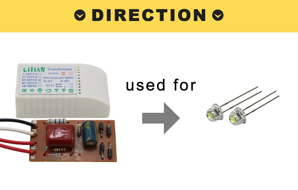 Description Picture 3 of item1-80pcs Led Electronic Transformer 220V To DC3V Low-Voltage LED Controller Power Supply LED Driver 15mA For Light Emitting Diode