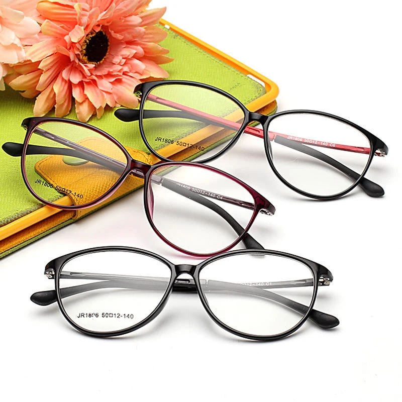 

TR90 Cat Eye Womens Optical Eyeglasses Frame Myopia Glasses Spectacles Superlight Optical Frame Clear Lens