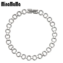 Простые круглые петли, цепочки из нержавеющей стали, браслеты-шармы для женщин, ювелирные изделия, подарок