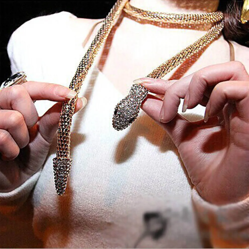 

femme bijoux Snake necklace gold/silver Snake belt for women women crystal belts choker necklace Casual