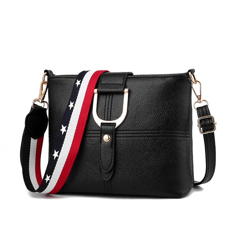 

Fashion Wide Strap Crossbody Bags Women Bucket Messenger Bag Brand Leather Female single Shoulder Bag Luxury Ladies bolso mujer