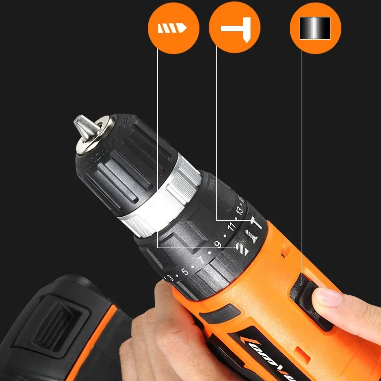 20V Impact Drill Reversible rechargeable cordless electric screwdriver hand Percussion electric charging drill power tool (3)