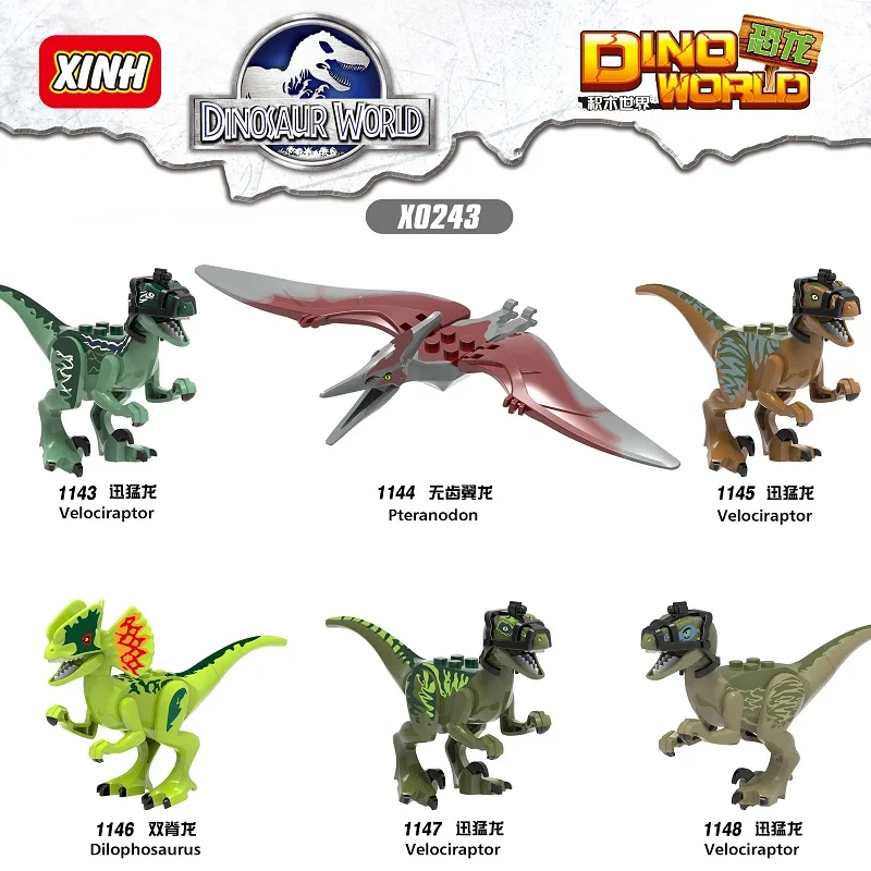 

Jurassicing World Dinosaurs Dilophosaurus Velociraptor Pteranodon Building Blocks Toys For Children Toys Ninjagoed X0243