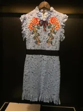 Arlenesain custom embroidered flowers sweet lace dress.