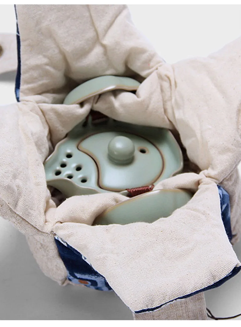 Япония стиль портативный Открытый Дорожная сумка для хранения льняной чайный набор сумка для чайный набор кунг-фу быстрая чашка чайная чашка Пакет Сумочка с печатными рисунками