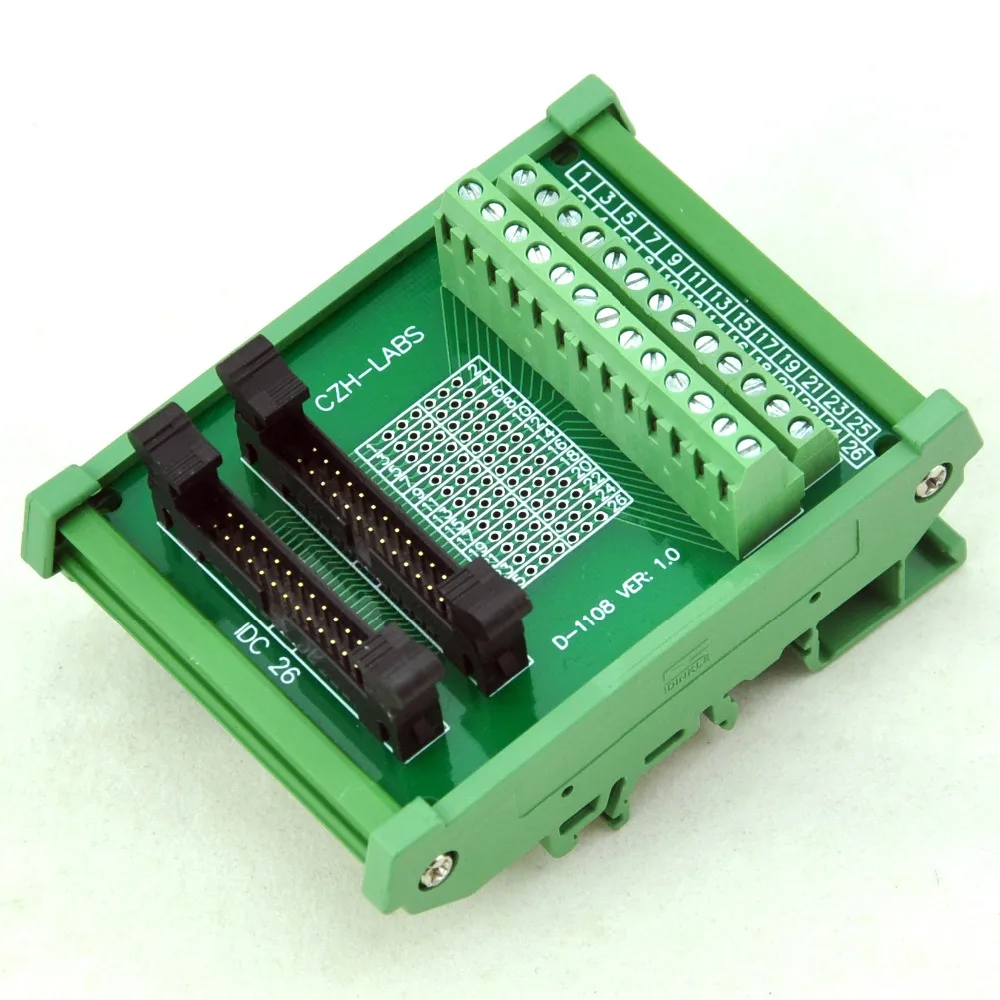 

DIN Rail Mount IDC-26 2x13pins 2.0mm Dual Male Header Interface Module.