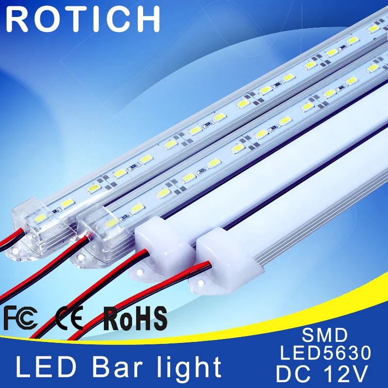 

2pcs*50cm Factory Wholesale 50CM DC 12V 36 SMD 5630 LED Hard Rigid LED Strip Bar Light with U Aluminium shell +pc cover