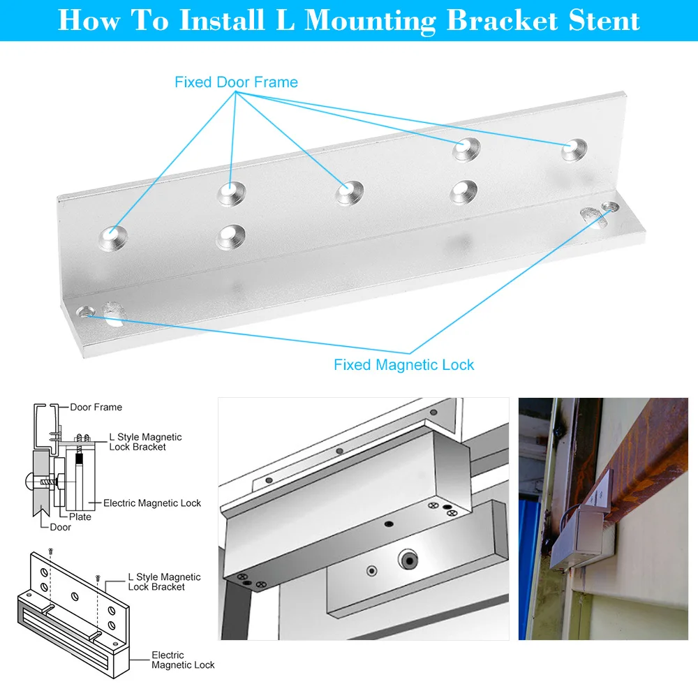 

L Style Electric Lock 180KG 350lbs Door Magnetic Electromagnetic Lock Mounting Bracket Stent Holding Force For Access Control