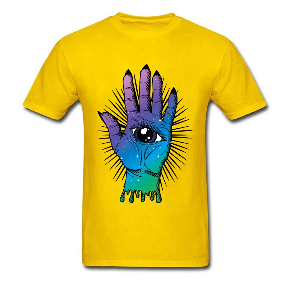 All Seeing Palm Summer Cotton Fabric Crewneck Tops Tees Short Sleeve Printed On Clothing Shirt Wholesale Gift T-shirts All Seeing Palm yellow