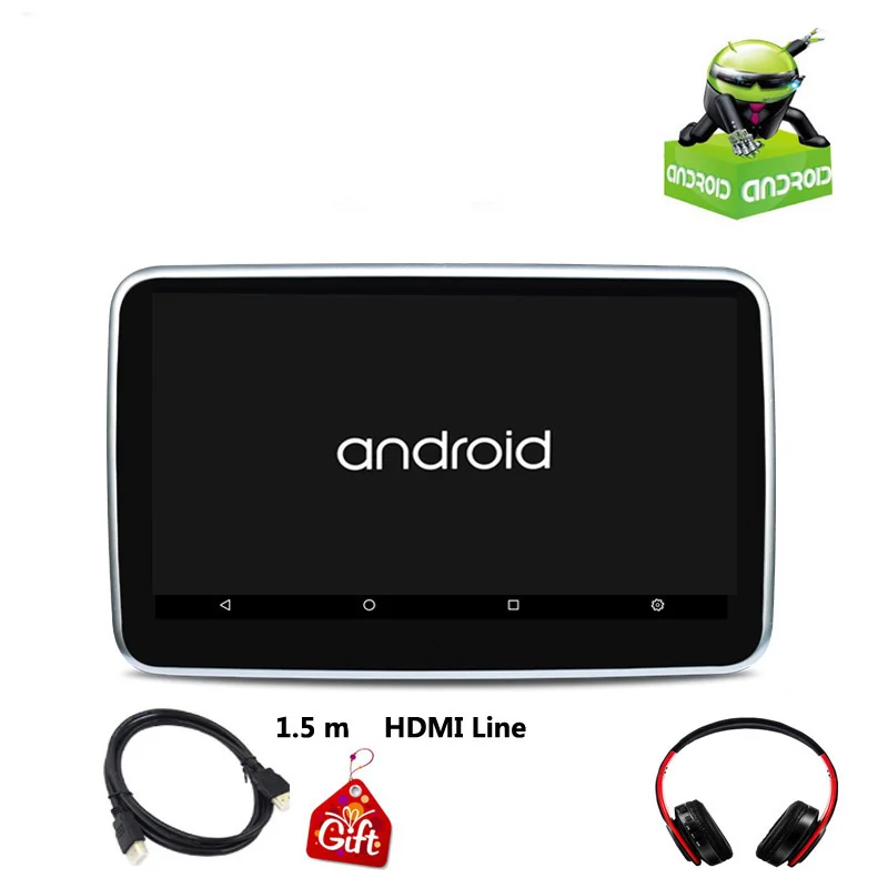 Автомобильный dvd-плеер Android 6,0 подголовник 10,1 дюймов HD 1080P ips сенсорный экран MP5 Монитор с wifi/HDMI/USB/SD/Bluetooth/fm tv в автомобиле - Цвет: 1 monitor 1 headset