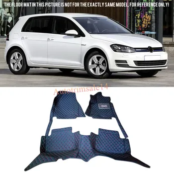 

For Volkswagen Golf Mk7 13-16 Hanging Pedal 5-door Hatchback Black Leather Red Stitches Floor Mat Carpet