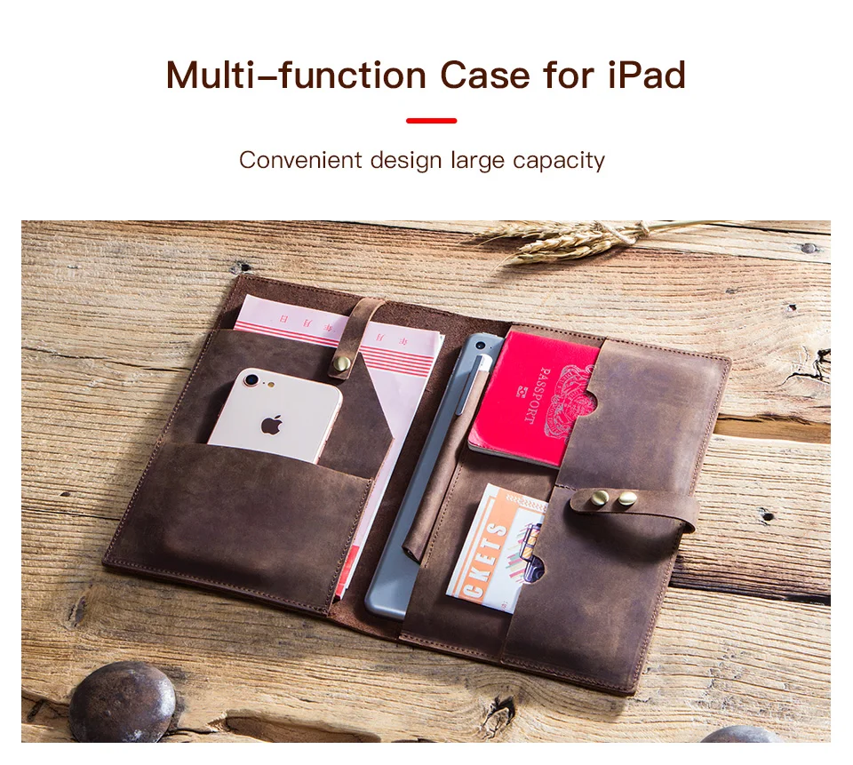 Capa de couro genuíno para ipad, capa