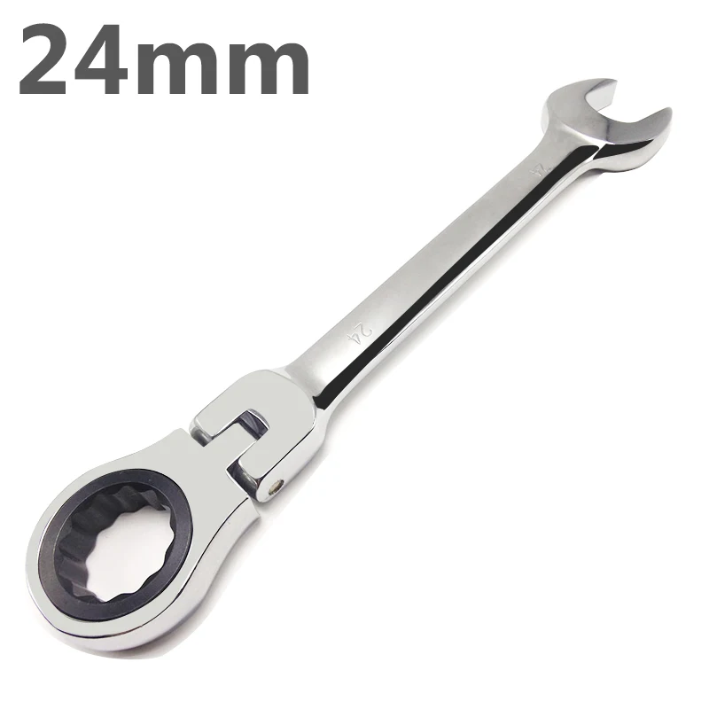 24mm Keys Ratchet Spanners Open End Torque Ring Flexible Wrench Head
