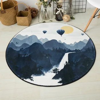 

Watercolor Forest Landscape Printed Floor Mats Nordic Style Living Room Chair Computer Round Carpet Rugs Non-Slip Home Decor Mat