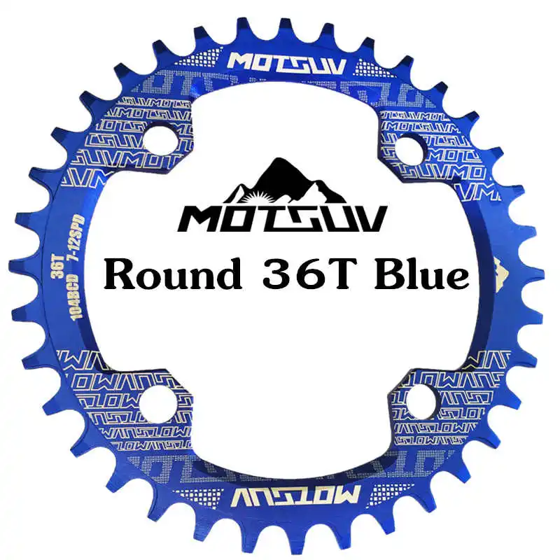 Велосипедный Кривошип 104BCD круглой формы узкий широкий 32 T/34 T/36 T/38 T сеть MTB кольцо велосипедная цепь велосипед круг шатун одна пластина - Цвет: Round 36T Blue