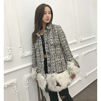 

New European 50% Ployester 50% Wool Coat Autumn Winter Jacket Women Clothes Vintage Real Fur Coat Manteau Femme Hiver Z1101