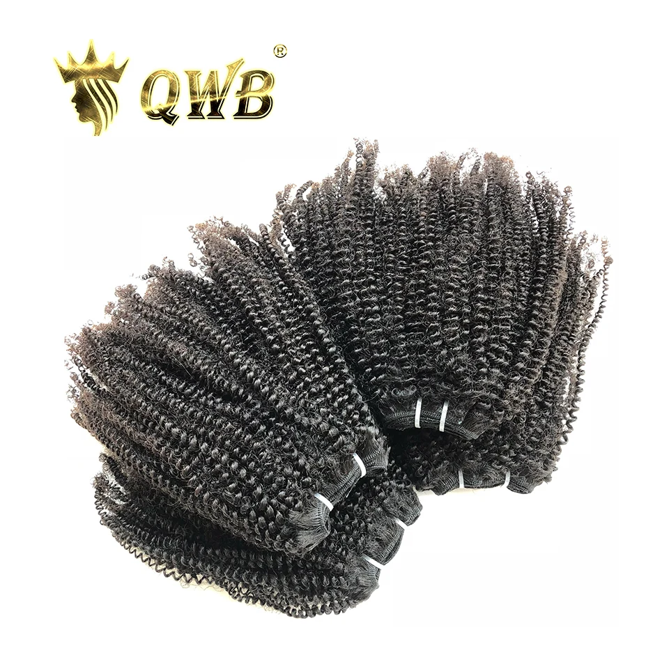 QWB Coily кудрявые бесплатная доставка 4 пучка/партия 14 &quot~ 22&quot профессиональное