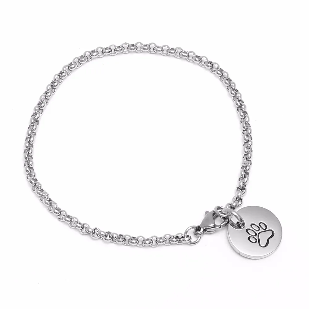 Message Charm link bracelet love dog paw people personalized bracelet