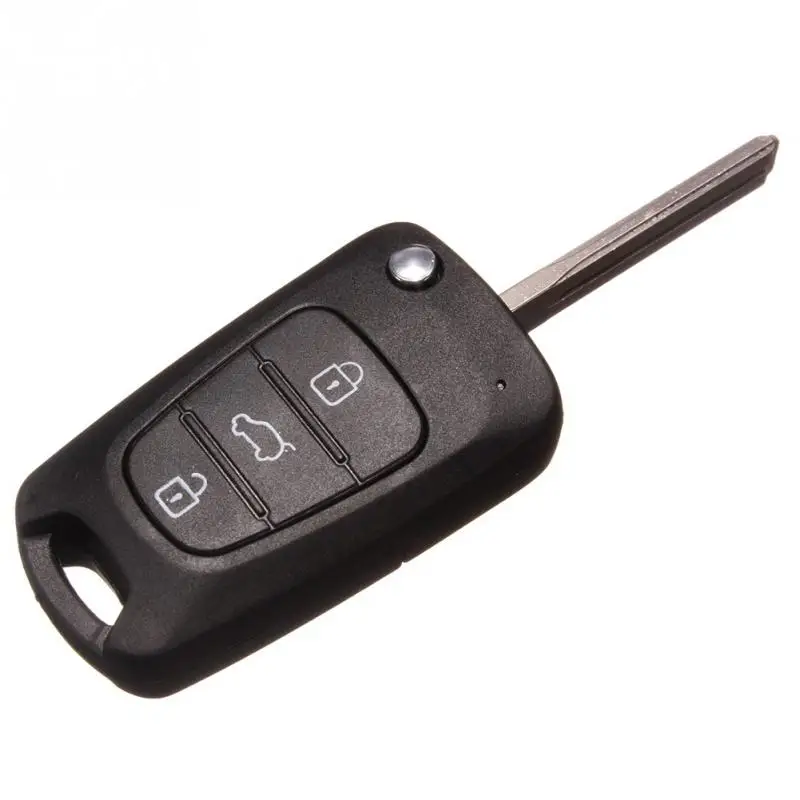 Button Remote Key Case High Quality ABS Durable Flip Folding 3 Fob Shell Uncut Blade For HYUNDAI i20 i30 56 x 30 x 15mm Black