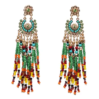

2020 fashion Jewelry Newest Bohemia Ethnic Fashion Resin Bead Fan-Shaped Big Earrings for Women
