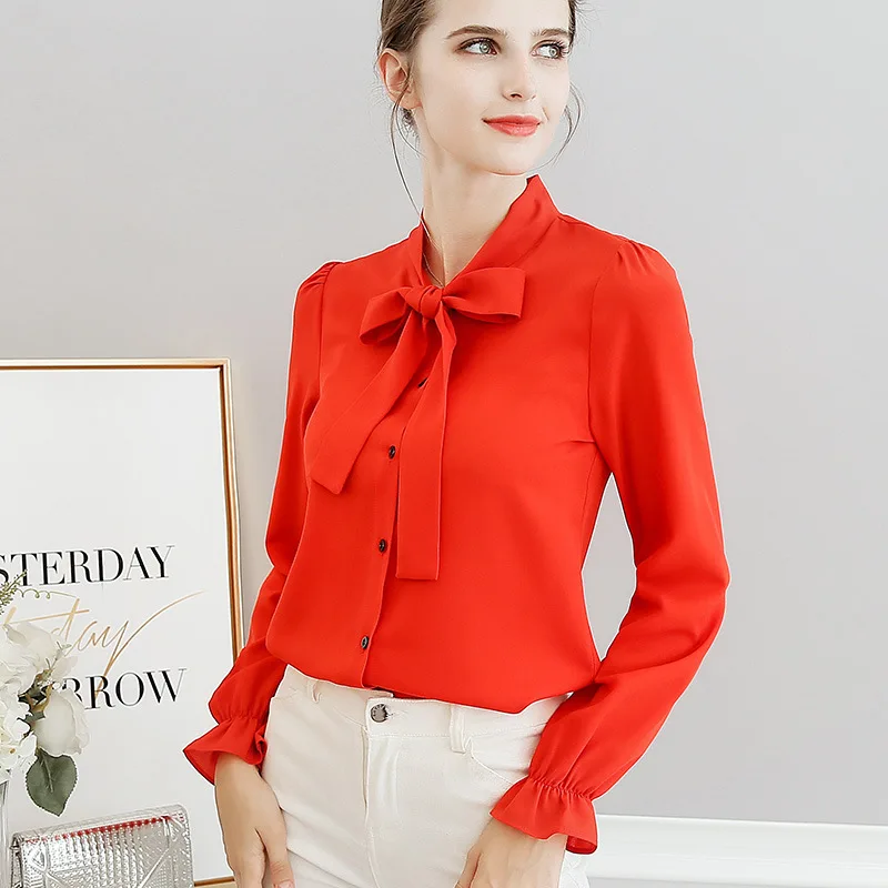 White Red Blue Women Shirts 2019 Spring Summer Blouse New Sweet Fashion ...