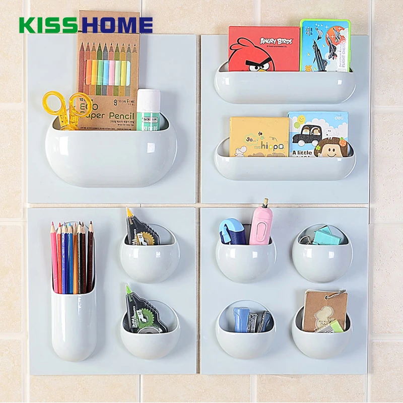 

Home Storage Wall Suction Cup Plastic Storage Rack Multi-function Cosmetic Toiletries Sundries Holder Kitchen Bathroom Organizer